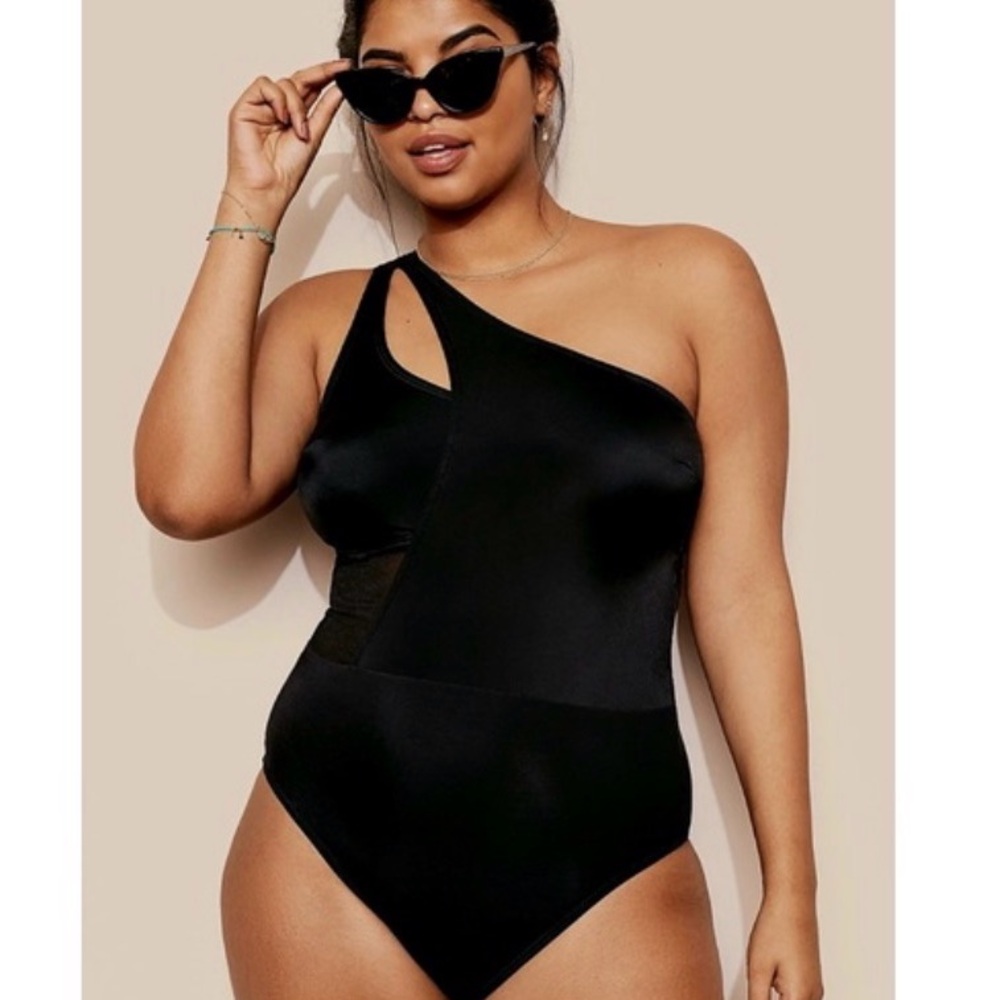 Adore Me One-Shoulder Black One-Piece Swimsuit